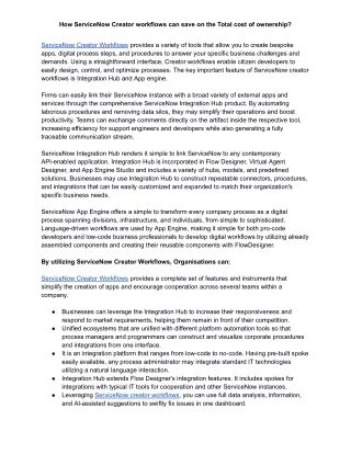 How ServiceNow Creator workflows can save on the Total cost of ownership_