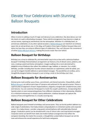 Balloon Bouquets Delivery