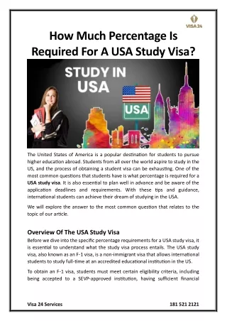 How Much Percentage Is Required For A USA Study Visa