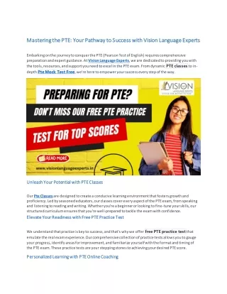 Mastering the PTE: Your Pathway to Success with Vision Language Experts