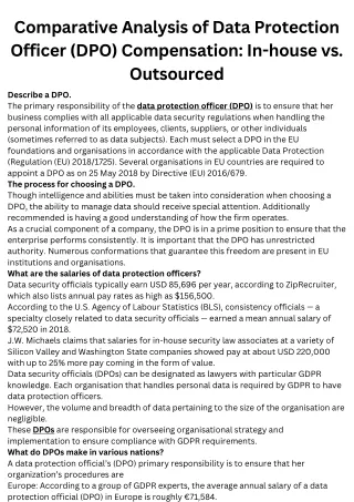 Comparative Analysis of Data Protection Officer (DPO) Compensation In-house vs. Outsourced