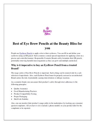 Best of Eye Brow Pencils at the Beauty Bliss for you