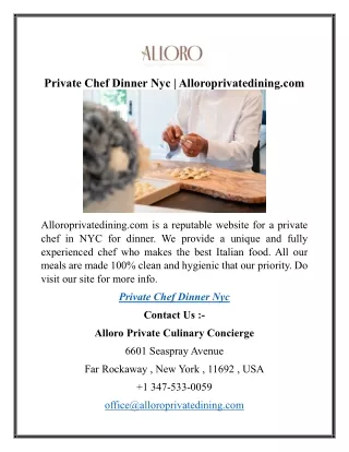 Private Chef Dinner Nyc  Alloroprivatedining.com