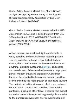 Global Action Camera Market Size