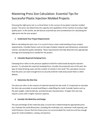 Mastering Press Size Calculation