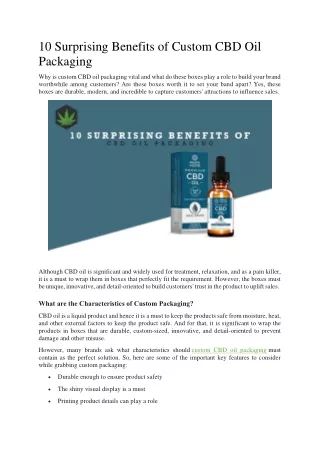 10 Surprising Benefits of Custom CBD Oil Packaging