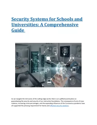 Security Systems for Schools and Universities.