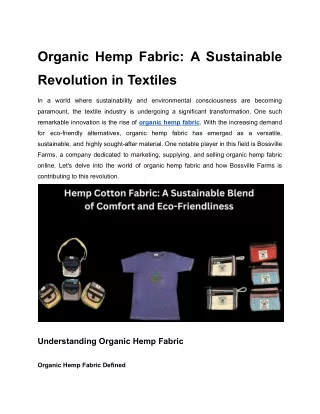 Organic Hemp Fabric_ A Sustainable Revolution in Textiles