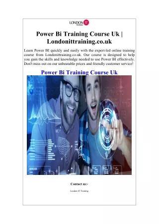 Power Bi Training Course Uk  Londonittraining.co.uk