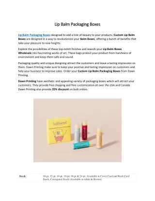 Lip Balm Packaging Boxes