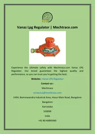 Vanaz Lpg Regulator  Mechtrace