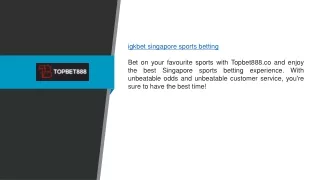 Igkbet Singapore Sports Betting | Topbet888.co