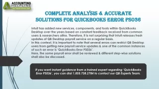 A Simple Guide To Quickly Resolve QuickBooks Error PS036