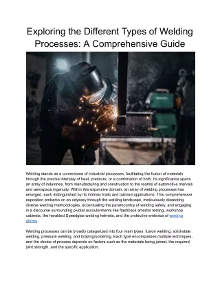 Exploring the Different Types of Welding Processes_ A Comprehensive Guide