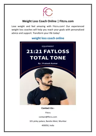 Weight Loss Coach Online | Fitcru.com