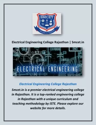 Electrical Engineering College Rajasthan | Smcet.in