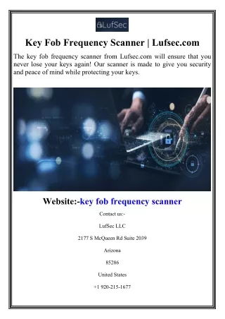 Key Fob Frequency Scanner Lufsec.com