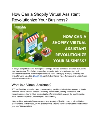 How Can a Shopify Virtual Assistant Revolutionize Your Business?