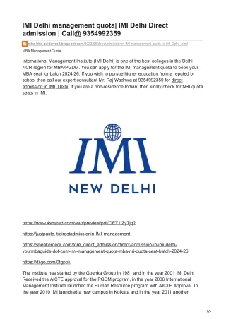 IMI Delhi Direct admission-IMI Delhi management quota mba-bba-guidance3.blogspot.com-   Call 9354992359