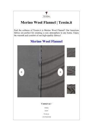 Merino Wool Flannel  Tessin.it