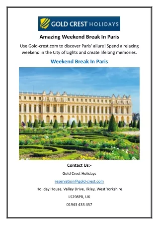 Amazing Weekend Break In Paris