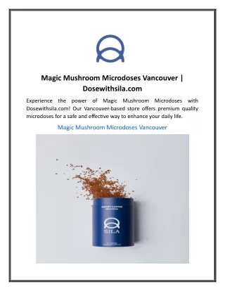 Magic Mushroom Microdoses Vancouver  Dosewithsila