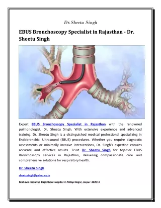 EBUS Bronchoscopy Specialist in Rajasthan - Dr. Sheetu Singh