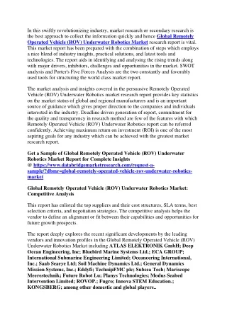 Global Remotely Operated Vehicle (ROV) Underwater Robotics Market