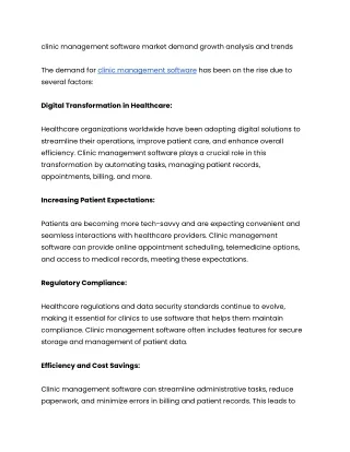 clinic management software market demand growth analysis and trends
