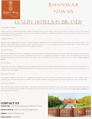 Luxury Hotels In Bikaner