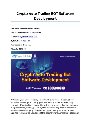 crypto auto trading bot software development