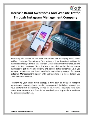 Increase Brand Awareness And Website Traffic Through Instagram Management Company
