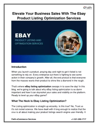 Elevate Your Business Sales With The Ebay Product Listing Optimization Services