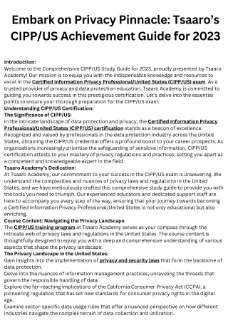 Embark on Privacy Pinnacle Tsaaro’s CIPPUS Achievement Guide for 2023
