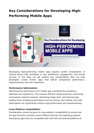 Key Considerations for Developing High-Performing Mobile Apps