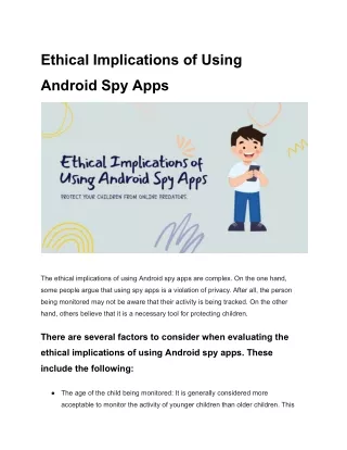 Ethical Implications of Using Android Spy Apps