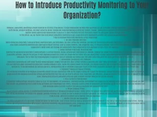 How to Introduce Productivity Monitoring to Your Organization?