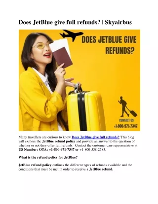 Does JetBlue give full refunds