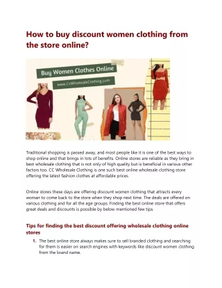 How to buy discount women clothing from the store online