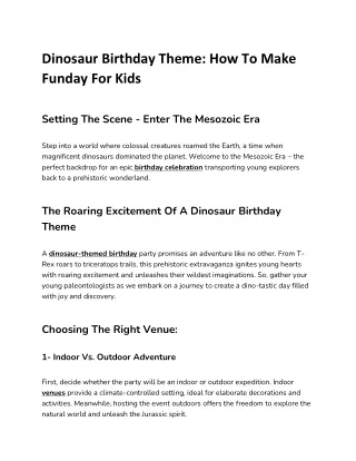 Dinosaur Birthday Theme How To Make Funday For Kids