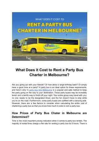 Party Bus Charter Rental Rates in Melbourne: What to Expect?