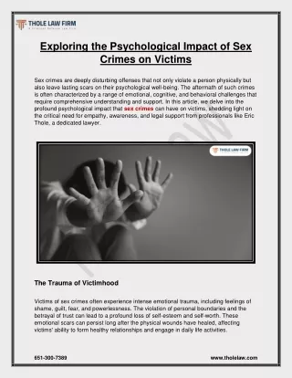 Exploring the Psychological Impact of Sex Crimes on Victims