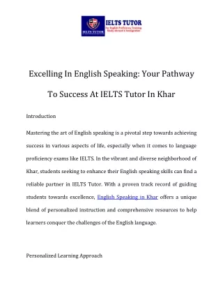 English Speaking in Khar Call-9920548905