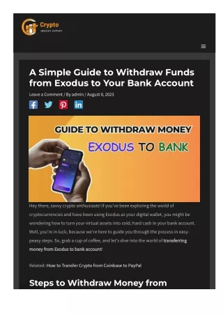 How to Withdraw Money from Exodus to Bank Account