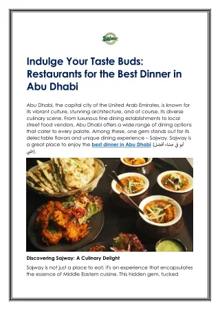 Indulge Your Taste Buds - Restaurants for the Best Dinner in Abu Dhabi