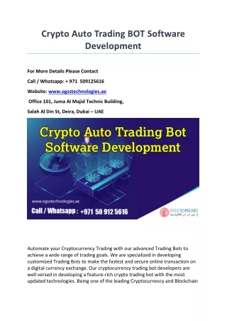 crypto auto trading bot software development