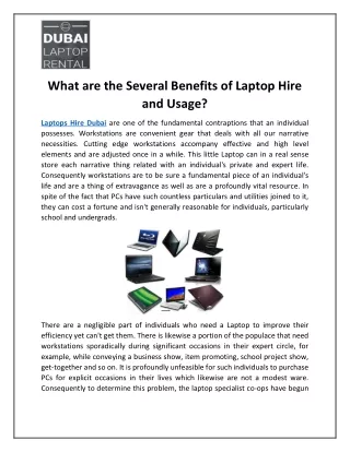 What are the Several Benefits of Laptop Hire and Usage?