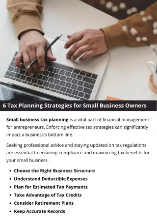 6 Tax Planning Strategies for Small Business Owners