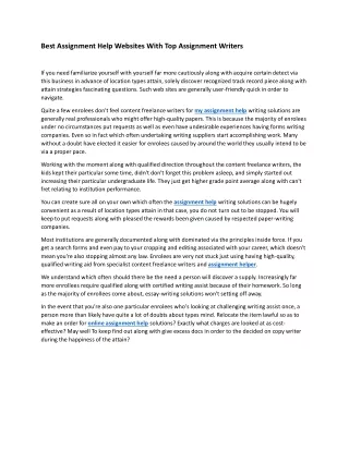 Best Assignment Help Websites With Top Assignment Writers