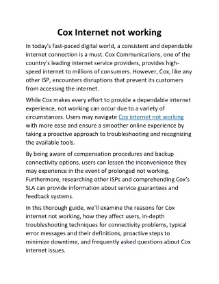 Cox Internet not working